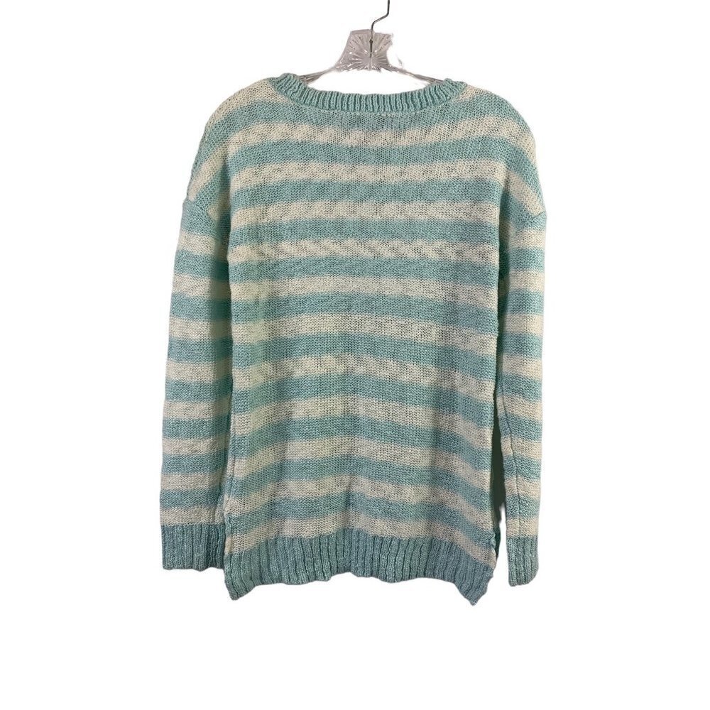 By Design Women's Aqua Blue & White Knitted Sweater - Picture 2 of 6